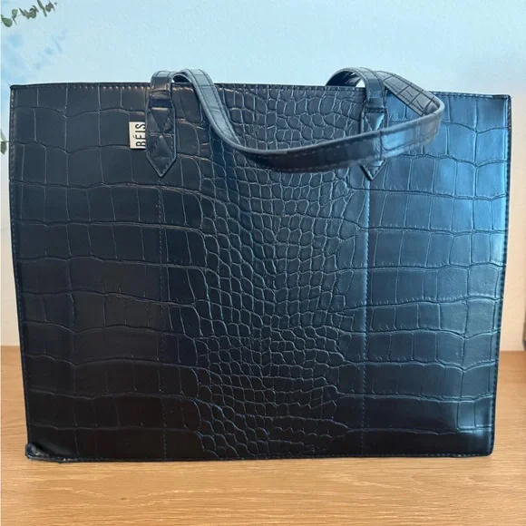 Beis | The Large Work Tote | Black Croc - Picture 9 of 17